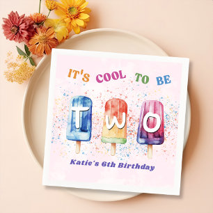 Twee Cool Pink Popsicle 2e Verjaardagsfeest servet