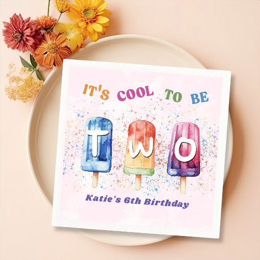 Twee Cool Pink Popsicle 2e Verjaardagsfeest servet