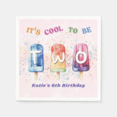 Twee Cool Pink Popsicle 2e Verjaardagsfeest servet (Voorkant)