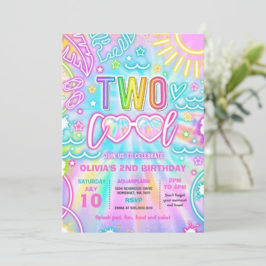 Twee Cool Pool 2e Verjaardagsfeestje Kaart (Staand voorkant)