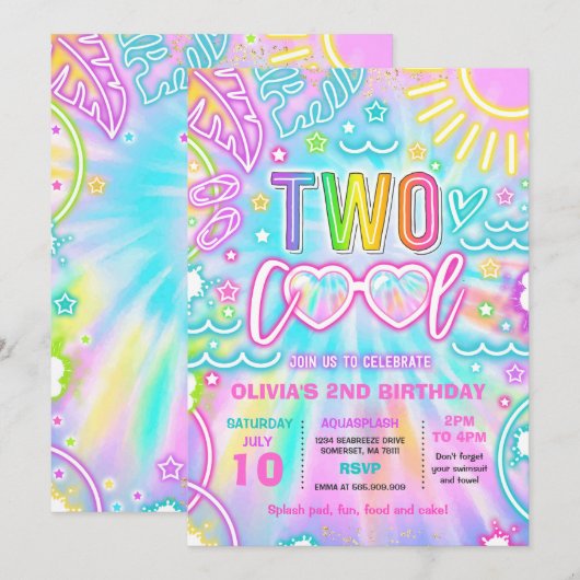 Twee Cool Pool 2e Verjaardagsfeestje Kaart (Voorkant / Achterkant)