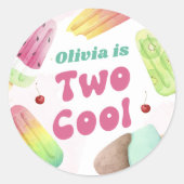 Twee Cool Popsicle 2e Verjaardag Party Sticker (Voorkant)