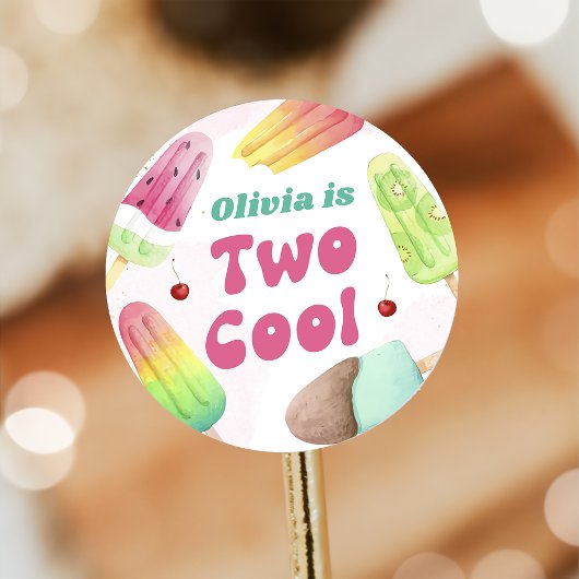 Twee Cool Popsicle 2e Verjaardag Party Sticker