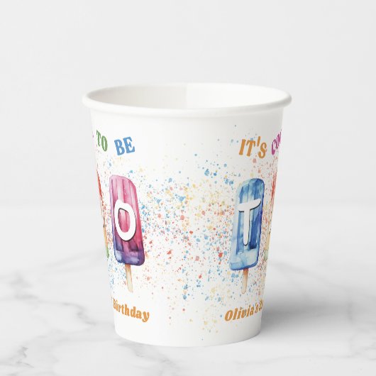 Twee Cool Popsicle Ice Cream 2e verjaardag Papieren Bekers (Links)