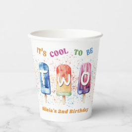 Twee Cool Popsicle Ice Cream 2e verjaardag Papieren Bekers