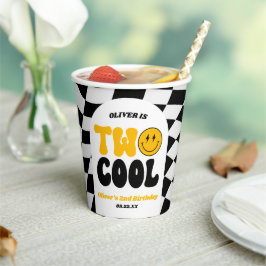 Twee Cool Retro Arch Tweede 2e Verjaardagsfeestje Papieren Bekers