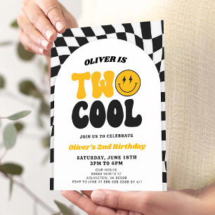 Twee Cool Retro Boog Tweede Verjaardag Kaart