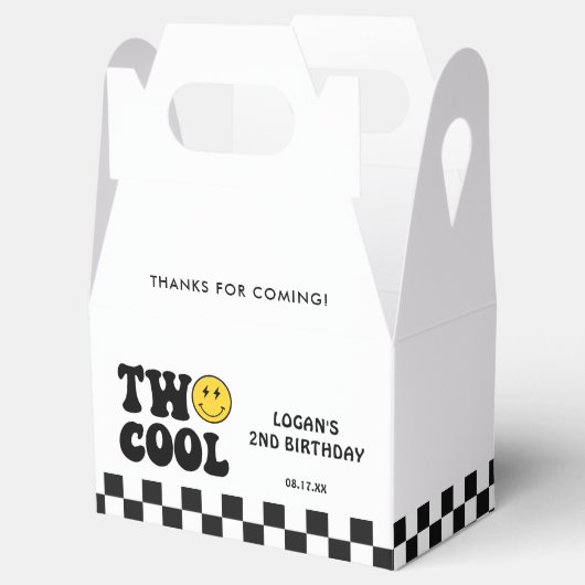 Twee Cool Retro Boy Tweede Verjaardagsfeestje Bedankdoosjes (Geopend)