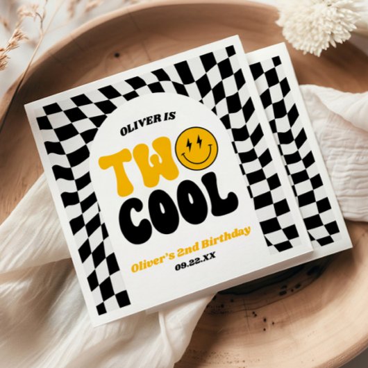 Twee Cool Retro Eerste 2e Verjaardagsfeestje Servet