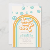 TWEE Cool Retro Jongen 2E Verjaardag Uitnodiging (Voorkant)