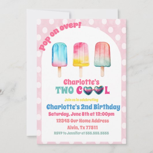 TWEE COOL roze ijsje zomer verjaardag Kaart (Voorkant)