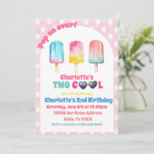 TWEE COOL roze ijsje zomer verjaardag Kaart (Staand voorkant)