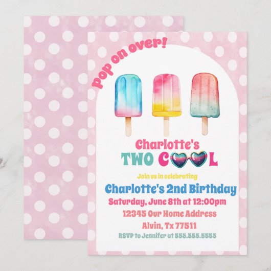 TWEE COOL roze ijsje zomer verjaardag Kaart (Voorkant / Achterkant)