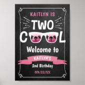 Twee Cool Schoolbord 2e Verjaardag Welkom Bord Poster (Voorkant)