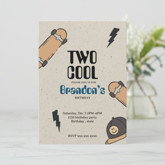 Twee Cool Skateboard Verjaardag Kaart (Staand voorkant)