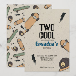 Twee Cool Skateboard Verjaardag Kaart