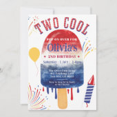 Twee Cool Summer Popsicle Vuurwerk Verjaardagsfees Kaart (Voorkant)