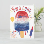 Twee Cool Summer Popsicle Vuurwerk Verjaardagsfees Kaart (Staand voorkant)