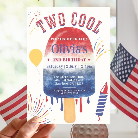 Twee Cool Summer Popsicle Vuurwerk Verjaardagsfees Kaart