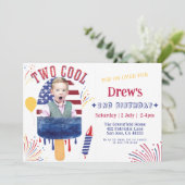Twee Cool Summer Popsicle Vuurwerk Verjaardagsfees Kaart (Staand voorkant)