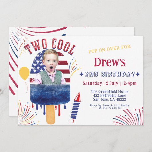Twee Cool Summer Popsicle Vuurwerk Verjaardagsfees Kaart (Voorkant / Achterkant)