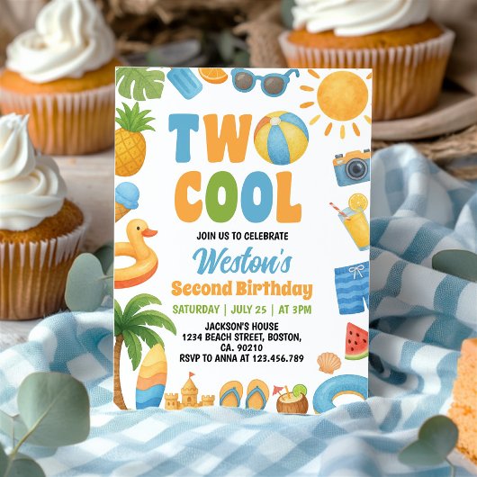 Twee Cool Summerstrand 2de verjaardagsfeestje Kaart
