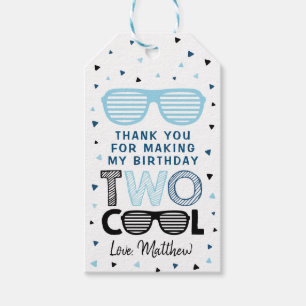 Twee Cool Sunbril Boy Birthday Bedankt Cadeaulabel