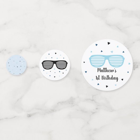 Twee Cool Sunbril Boy Birthday Confetti (Achterkanten)