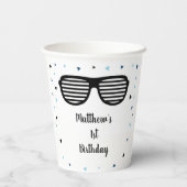 Twee Cool Sunbril Boy Birthday Papieren Bekers (Achterkant)