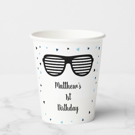 Twee Cool Sunbril Boy Birthday Papieren Bekers (Achterkant)