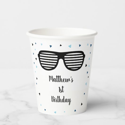 Twee Cool Sunbril Boy Birthday Papieren Bekers (Voorkant)