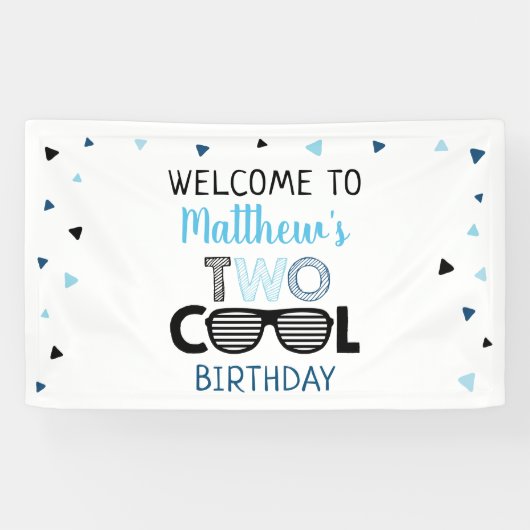 Twee Cool Sunbril Boy Birthday Spandoek (Horizontaal)