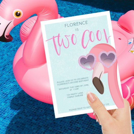 Twee Cool | Tropische zomer flamingo verjaardag Kaart