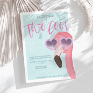 Twee Cool   Tropische zomer flamingo verjaardag Kaart