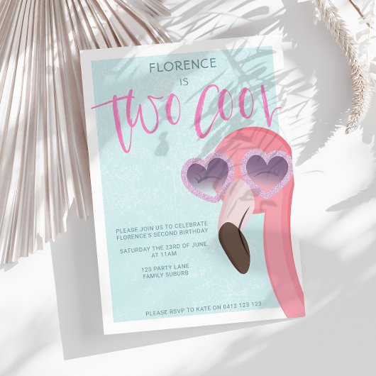 Twee Cool | Tropische zomer flamingo verjaardag Kaart