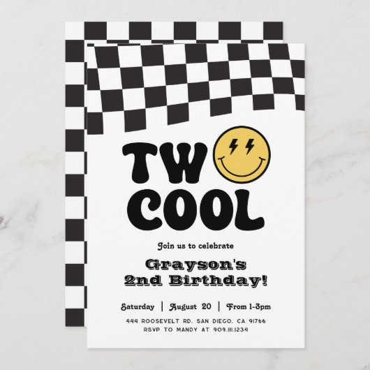 Twee Cool Verjaardag Glimlach Gezicht Partij Uitno Kaart (Voorkant / Achterkant)