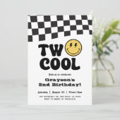 Twee Cool Verjaardag Smile Face Feest Uitnodiging (Staand voorkant)