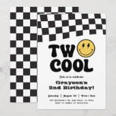 Twee Cool Verjaardag Smile Face Feest Uitnodiging (Voorkant / Achterkant)