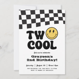 Twee Cool Verjaardag Smile Face Feest Uitnodiging