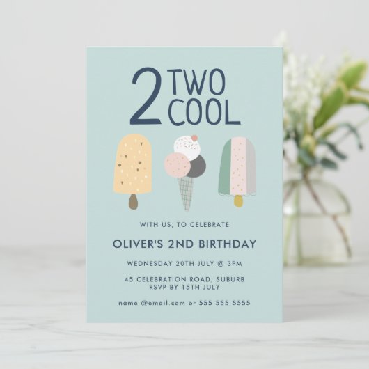 Twee Cool Verjaardagsuitnodiging Tweede Verjaardag Kaart (Staand voorkant)