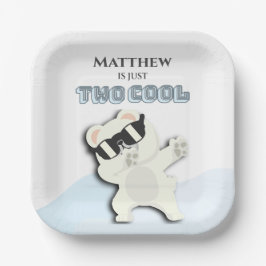 Twee Cool Winter Ijsbeer dabbing 2de verjaardag Papieren Bordje