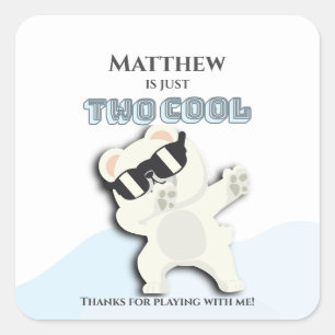 Twee Cool Winter Ijsbeer dabbing 2de verjaardag Vierkante Sticker