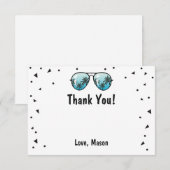 Twee Cool Zonnebril Confetti Jongen Dank je Kaart (Voorkant / Achterkant)