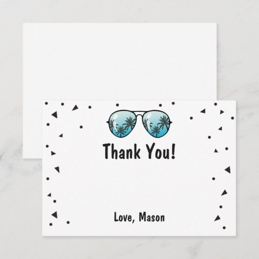 Twee Cool Zonnebril Confetti Jongen Dank je Kaart (Voorkant / Achterkant)