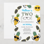 Twee Cool Zonnebril jongen 2e verjaardag uitnodigi Kaart (Voorkant / Achterkant)