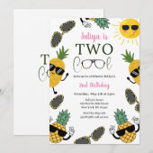 Twee Cool Zonnebril Meisje 2e Verjaardag Uitnodigi Kaart (Voorkant / Achterkant)