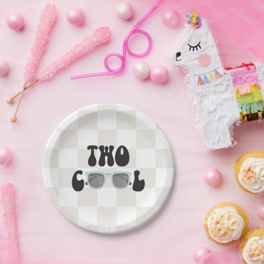 Twee Cool Zonnebrillen en Checker 2e Verjaardag Papieren Bordje (Feest)
