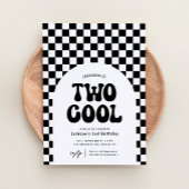 Twee Cool Zwart-Wit Checker 2e Verjaardag Kaart