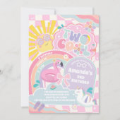 Twee Cool Zwembad Feest Regenboog 2de Verjaardag Kaart (Voorkant)