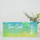 Twee coole 2e verjaardag ticket uitnodiging (Staand voorkant)